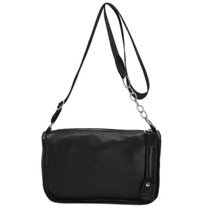 PU Leather Messenger Bag Chain Crossbody Bags Solid Soft Casual