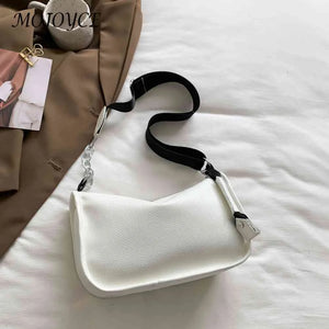 PU Leather Messenger Bag Chain Crossbody Bags Solid Soft Casual