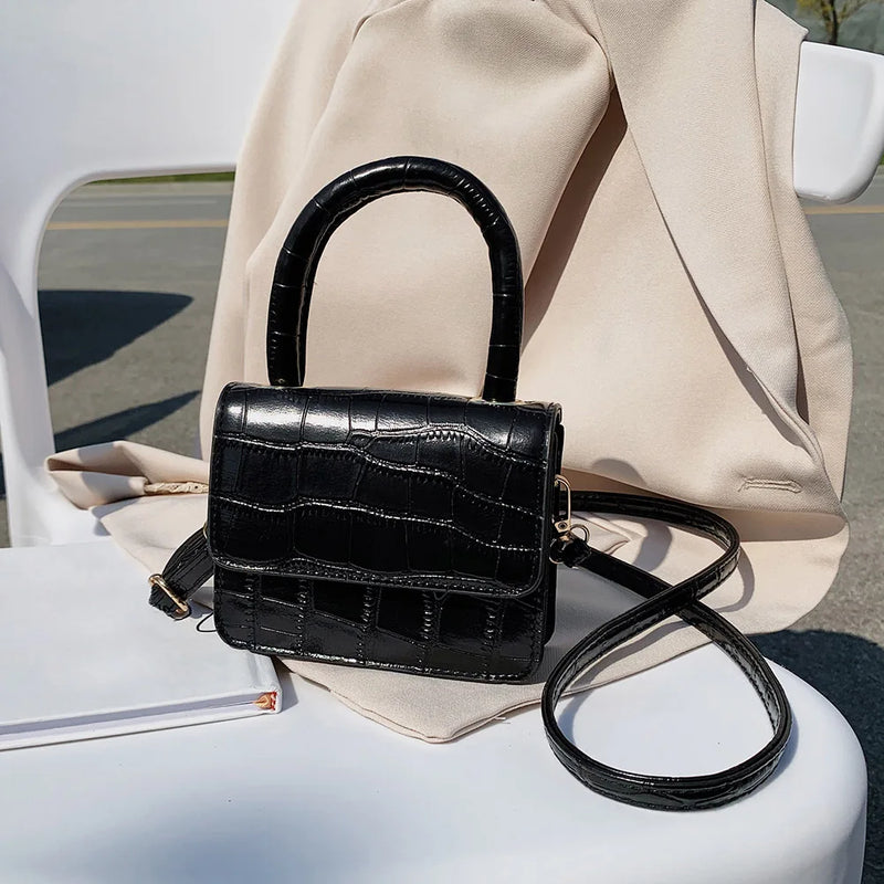 Stone Pattern Mini Shoulder Handbags Lady Tote Messenger Bags