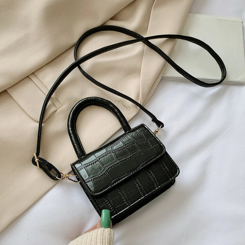 Lady Stone Pattern Mini Shoulder Handbag - Casual Tote Messenger Bag