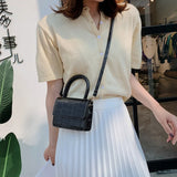 Stone Pattern Mini Shoulder Handbags Lady Tote Messenger Bags