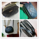 PU Leather Zipper Messenger Purse Handbag Plaid Crossbody Shoulder Bag