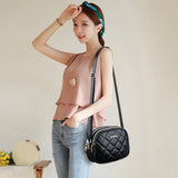 PU Leather Zipper Messenger Purse Handbag Plaid Crossbody Shoulder Bag