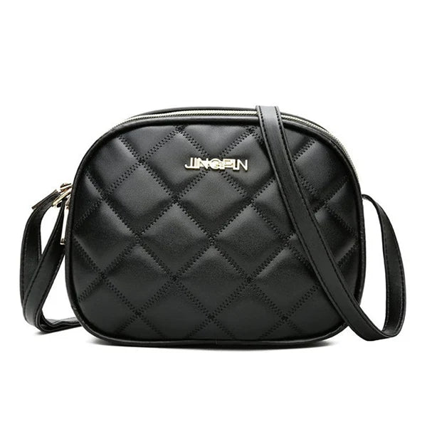 PU Leather Zipper Messenger Purse Handbag Plaid Crossbody Shoulder Bag