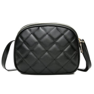 PU Leather Zipper Messenger Purse Handbag Plaid Crossbody Shoulder Bag