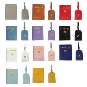 Passport Cover Holder Luggage Tag Set for Travel Lover Couple Weddings