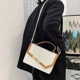 PU Leather Pleated Flap Handle Shoulder Bag with Mini Purse Handbag