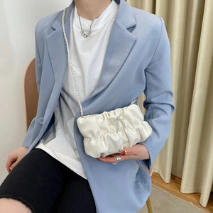Clouds Bow Pearls Wallets PU Leather Purse Handbag for Women
