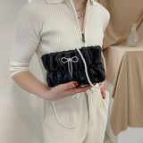 Clouds Bow Pearls Wallets PU Leather Purse Handbag for Women