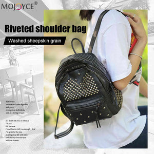 Rivet Studded PU Leather Backpack Top Handle Mini Casual Daypack