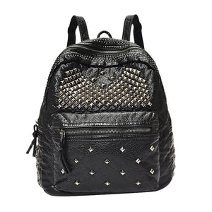 Rivet Studded PU Leather Backpack Top Handle Mini Casual Daypack