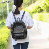 Studded PU Leather Backpack Multi-pocket Top Handle Mini Daypack