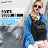 Studded PU Leather Backpack Multi-pocket Top Handle Mini Daypack