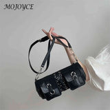 Soft PU Leather Shoulder Bag with Multi-pockets Bandage Design