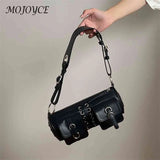 Soft PU Leather Shoulder Bag with Multi-pockets Bandage Design