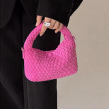 PU Leather Shoulder Bag Hand-Woven Flap Purse for Ladies