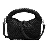 PU Leather Shoulder Bag Hand-Woven Flap Purse for Ladies