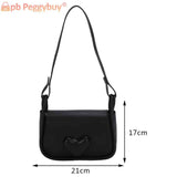 PU Leather Shoulder Bag Solid Flap Female Commute Bag Love Clasp Portable Soft