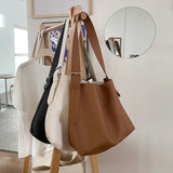 PU Leather Shoulder Bags Women Adjustable All-match Handbags Soft Retro Tote