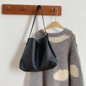 PU Leather Shoulder Bags Women Adjustable All-match Handbags Soft Retro Tote