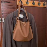 PU Leather Shoulder Bags Women Adjustable All-match Handbags Soft Retro Tote