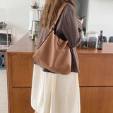 PU Leather Shoulder Bags Women Adjustable All-match Handbags Soft Retro Tote