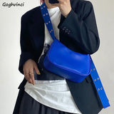 PU Leather Shoulder Bags Women Adjustable Strap Underarm Vintage Flap