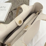 PU Leather Shoulder Bags Women Daily Shopping Large Capacity Soft Tote Bag Solid