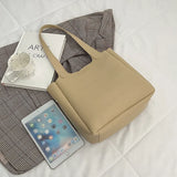 PU Leather Shoulder Bags Women Daily Shopping Large Capacity Soft Tote Bag Solid