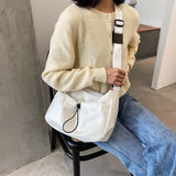 PU Leather Shoulder Bags Women Drawstring Solid Casual Cross Body All-match
