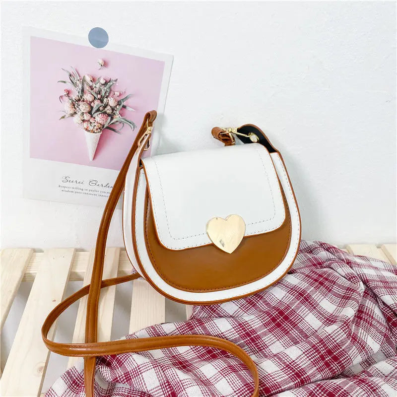 PU Leather Shoulder Bag Women Panelled Saddle Handbag Cross Body All-match Bag