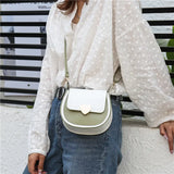 PU Leather Shoulder Bag Women Panelled Saddle Handbag Cross Body All-match Bag