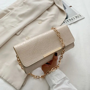 PU Leather Shoulder Bags Women Texture All-match Square Bag Style Chains Underar