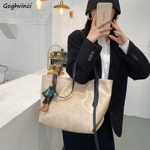 Stylish PU Leather Shoulder Bags Women Totes Large Capacity Vintage Handbags