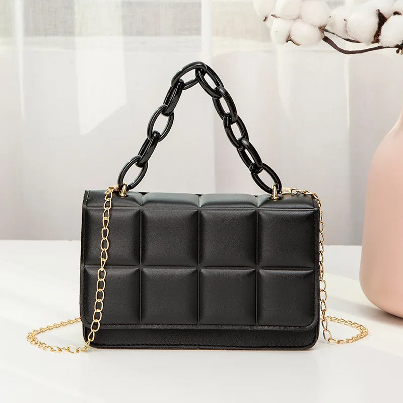 PU Leather Shoulder Bags for Women Chain Crossbody Rhomboid