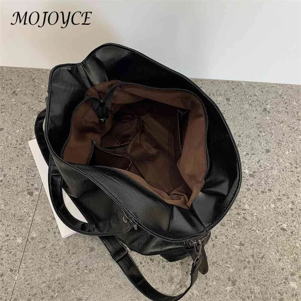 Big Size PU Leather Crossbody Bag Retro Solid Female Travel Tote