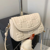 Square Shoulder Crossbody Bag Flap Closure Small PU Leather Women Solid