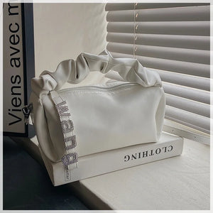 Pleated PU Leather Crossbody Square Bag for Women