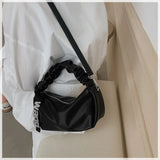 Pleated PU Leather Crossbody Square Bag for Women