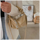 Pleated PU Leather Crossbody Square Bag for Women