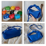 Pleated PU Leather Crossbody Square Bag for Women