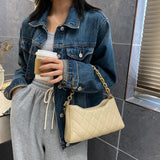 PU Leather Shoulder Female Underarm Purse Lattice Pattern Women Handbag