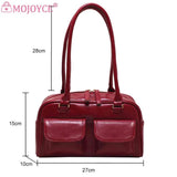 PU Leather Shoulder Handbags Double Pocket Underarm Bag Casual Zipper