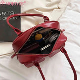 PU Leather Shoulder Handbags Double Pocket Underarm Bag Casual Zipper
