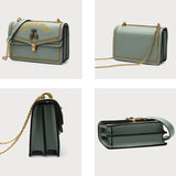 PU Leather Small Shoulder Bag For Women Chain Lock Messenger Bag