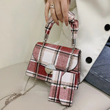 PU Leather Small Square Bag Female Retro Contrast Flap Shoulder Bag