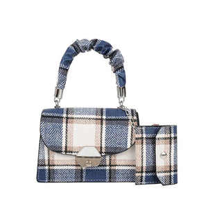 PU Leather Small Square Bag Female Retro Contrast Flap Shoulder Bag