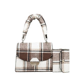 PU Leather Small Square Bag Female Retro Contrast Flap Shoulder Bag