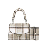 PU Leather Small Square Bag Female Retro Contrast Flap Shoulder Bag