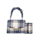 PU Leather Small Square Bag Female Retro Contrast Flap Shoulder Bag